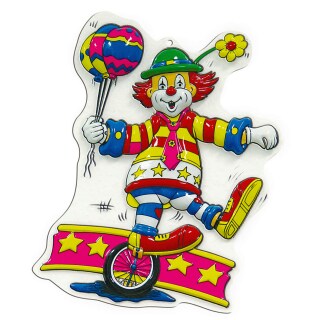 Lustige Wanddeko Clown auf Einrad 40 cm