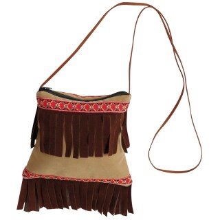 Hübsche Indianer-Tasche in Wildleder-Optik Braun 19 x 20 cm