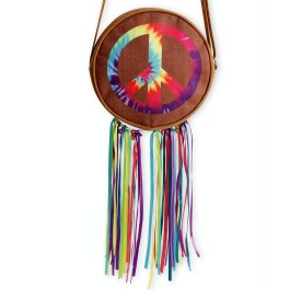 Auffällige Hippie-Tasche mit bunten Fransen 22 x 22 cm