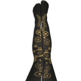 Blickdichte Steampunk-Strumpfhose 50 DEN Schwarz-Gold