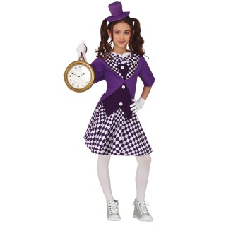 Mädchen-Kostüm Alice im Wunderland Violett-Weiß