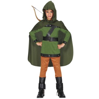 Robin Hood Kostüm für Kinder Grün-Braun 5 - 6 Jahre, 110 - 115 cm