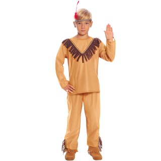 Authentisches Indianer Kostüm für Jungen Braun
