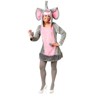 Niedliches Elefanten-Kostüm für Frauen Grau-Rosa