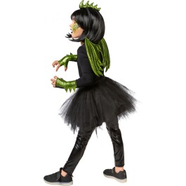 Kostümset Drache für Kinder mit Haarreif, Stulpen & Flügel Grün