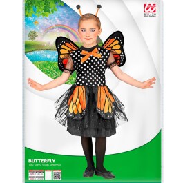 Schmetterling Kostüm für Mädchen Schwarz-Orange 104, 2 - 3 Jahre