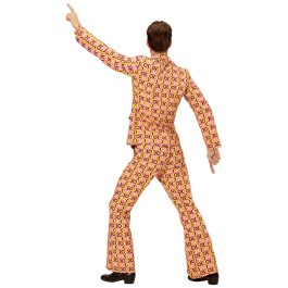Stylisches 70er Jahre Kostüm für Herren Pink-Gelb M (50)
