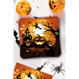 12 Servietten Halloween Partyservietten Kürbis 33x33cm