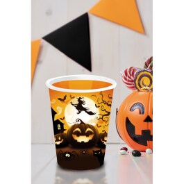 6 Pappbecher Halloween Party Becher Kürbis 240ml