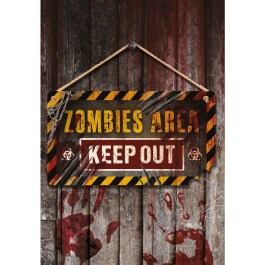 Deko Halloween Holzschild "Zombie Area" 35x20cm