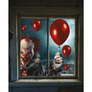 Halloween Fenster Deko Folie "Killer Clown" 60x80cm