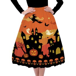 Orangener Rock mit Halloween Motiven