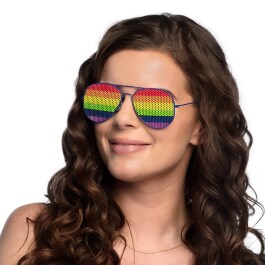 Partybrille Rainbow Fliegerbrille Regenbogen Spaßbrille