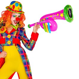 Aufbalsbare Tuba Trompete Clown Rosa 63cm