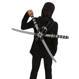Ninja Doppel Schwerter mit Rückenhalterung und Dolche
