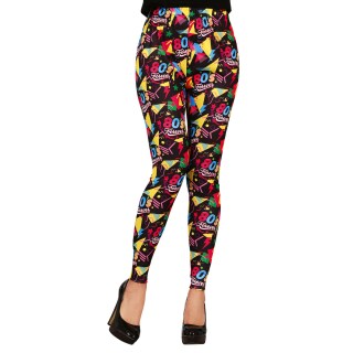 80er Jahre Retro Damen Leggings Bunt