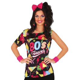 80er Jahre Damen-Top Retro Oberteil Shirt Bunt M 38/40