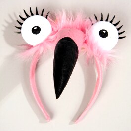 Witziger Flamingo Haarreif mit Schnabel und Augen