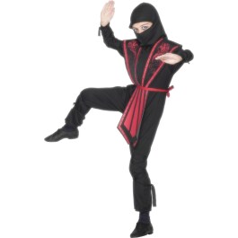 Kinder Ninja Kostüm Krieger Schwarz S 128 cm