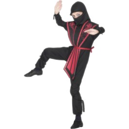 Kinderkostüm Ninja Kämpfer Kostüm Schwarz...
