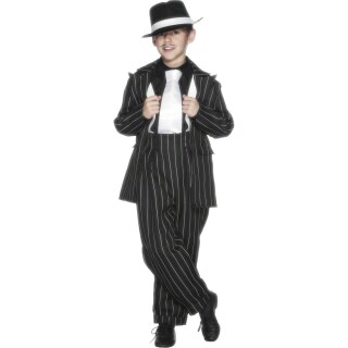 Gangster Kinderkostüm Mafia Outfit schwarz M 140 cm