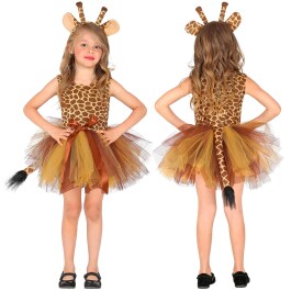 Giraffe Kinderkostüm mit Kleid, Tutu und Haarreif 110 cm 3-4 Jahre