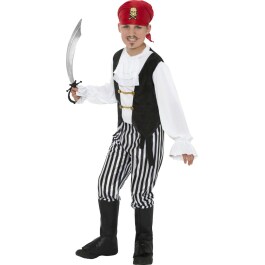 Kinder Piratenkostüm Seeräuber Kostüm schwarz weiß M 140 cm