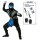 Blaues Ninja Kinderkostüm mit Waffen-Set 140 cm