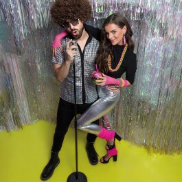 Partybecher Discokugel mit Strohhalm Regenbogenfarbe