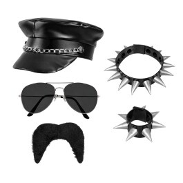 Set Rocker mit Mütze Partybrille Halskette Armband...