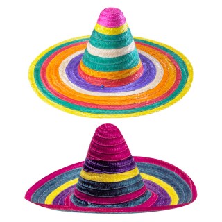 Multicolor Sombrero Hut - Mexikaner Sombreros - Rand gelb