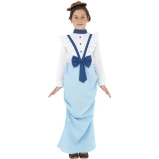 Viktorianisches Kleid M&auml;dchen Kinderkost&uuml;m blau S 128 cm