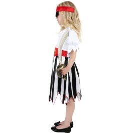 Kinder Piratin Kostüm Piratenmädchen rot weiß L 158 cm