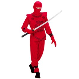 Kinder Ninjaanzug Samurai Ninja Kostüm rot 128 cm...