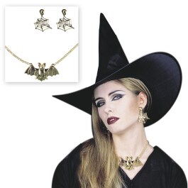 Fledermauskette mit Ohrringen Hexenschmuck Set