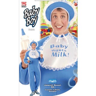 Lustiges Baby-Kostüm Für Herren - Karneval & Fasching - Blau-weißes Set Mit Latz & Haube - Größenvariation