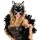 Katzenmaske Feder Maske Katze silber-schwarz