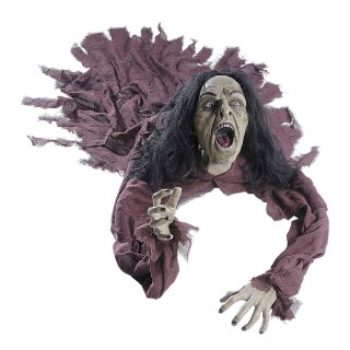 Zombie Figur mit Leuchtaugen und Sound Untoter Dekoration 140 cm