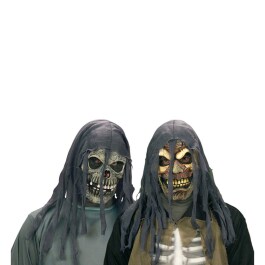 Totenkopfmaske Skull Maske Schädelmaske Zombie grau-gelb