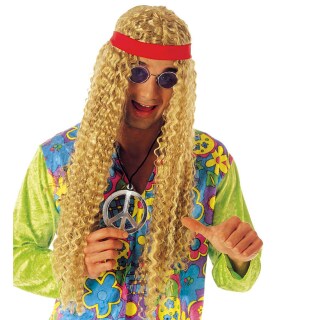 Blonde Hippieper&uuml;cke Flower Power Hippie Per&uuml;cke blond