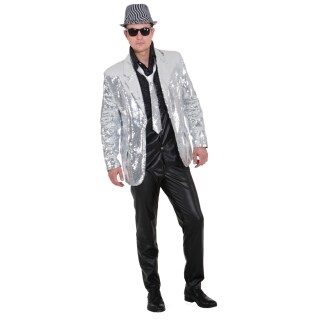 Paillettenjacke Show Jacket Kostüm silber 52/54