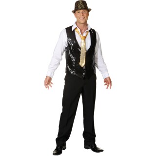 Show Pailletten Weste schwarz Karneval Outfit 52/54