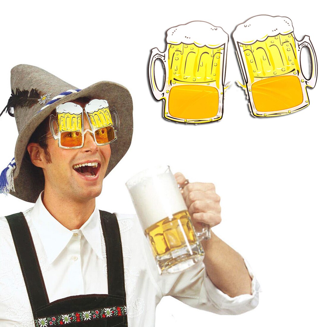 4 STÜCK Oktoberfest Brille Bayern Brille Bierkrug-Form bayrische Spaßbrille 