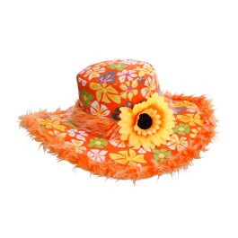 Ibiza Party Hut Hippie Blumenhut orange