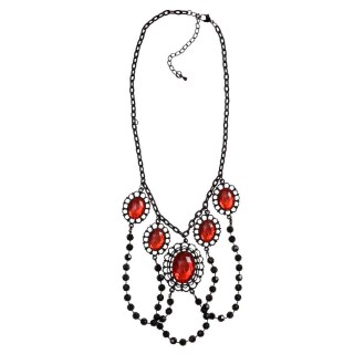 Gothic Collier mit Juwelen Edelstein Halskette rot