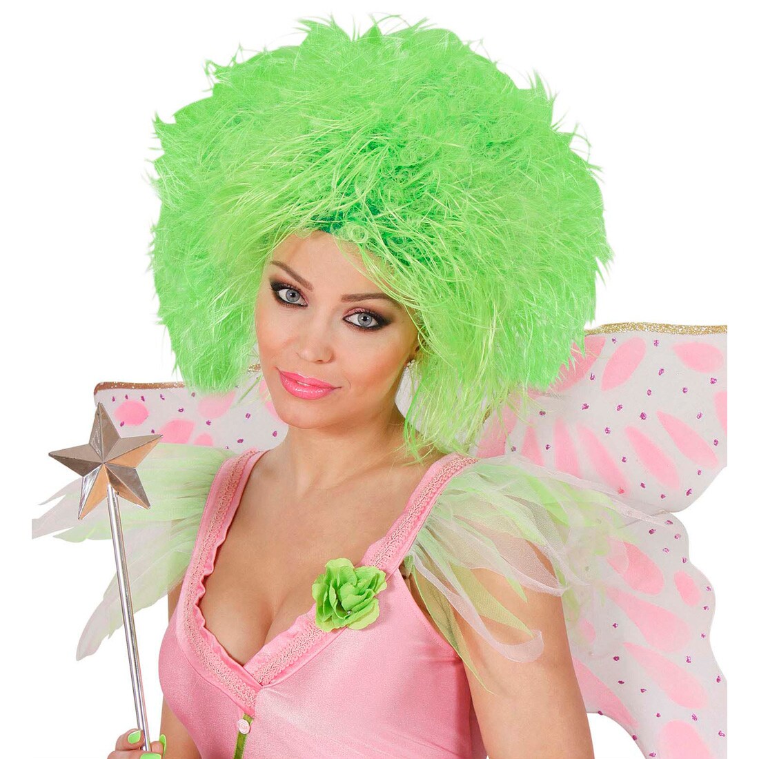 Perücke Nina, Weiß, Wuschel-Look, Aus Polypropylen/Polyester, Für Clown- & Partykostüme