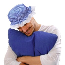 Mittelalter Schlafhaube blau-weiße Nachtmütze