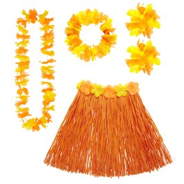 Hawaii Set orange Damen Aloha Kostüm