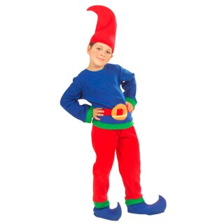 Zwerg Kostüm Wichtel Kinderkostüm 110 cm blau-rot
