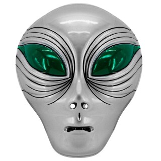 Alien Maske Au&szlig;erirdischer Kopf silber